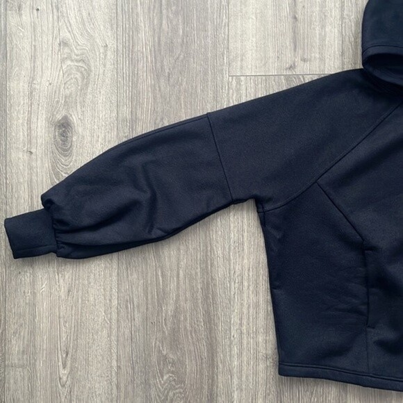 prAna Ziller Hoodie Sweatshirt Sz Small Nautical Navy Wool Blend Winter Gorpcore - Picture 8 of 12